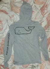Vineyard Vines Hoodie T-Shirt Men's S Long Sleeve Pocket Whale Grey GREAT SHAPE