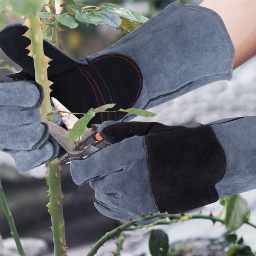 Gardening Gloves Rose Pruning Cactus Puncture Thorn Proof Leather Work Protector - Picture 9 of 11