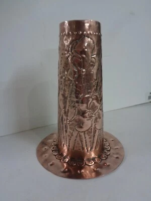 Art Nouveau 'Newlyn' Style Copper Vase around a Glass Liner - Image 1 of 4