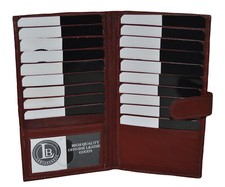 Leatherboss Genuine Leather Credit Card Holder Wallet with Snap Closure, Brown