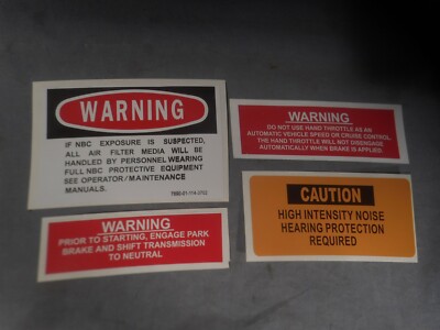 M151 A1 A2 M998 Labels: WARNING HAND THROTTLE BRAKE NBC CAUTION NOICE M35 jeep