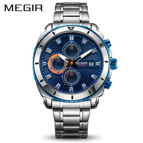 MEGIR Chronograph Men Quartz Watch Stainless Steel Business Wrist Watches - Picture 12 of 13