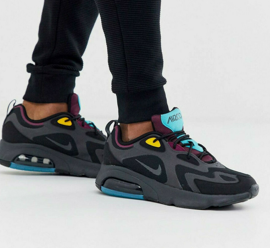 black and purple air max 200