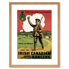 Propaganda War WWI Canada Irish Rangers Soldier Enlist Framed Wall Art Print