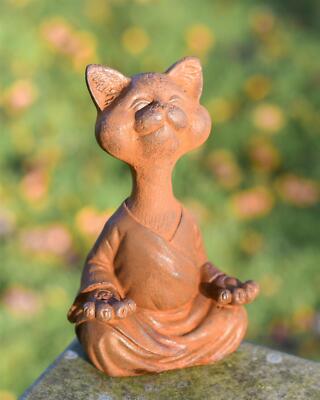 Rustikale Gusseisen ''Katze meditierend'' Garten Skulptur Outdoor Ornament