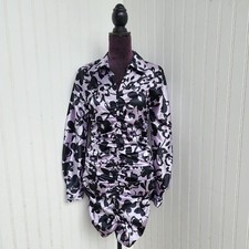 Zara Dita Mini Dress Black Purple Satin Ruched Long Sleeve Size XS