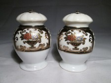 Vintage Japanese Porcelain Cruet Set. Gilded & Decorated with Urn of Flowers.