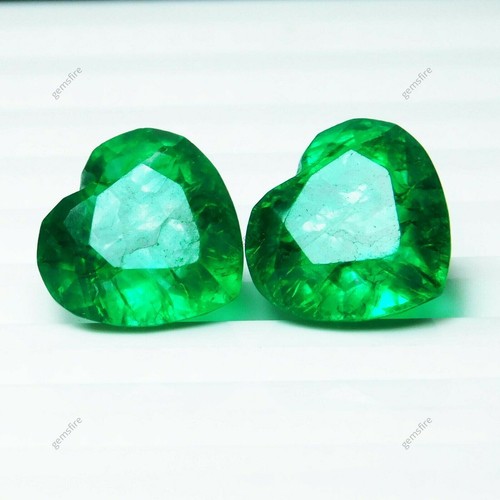 16.1 Ct NATURAL Rare Emerald Green Heart Shape Pair CERTIFIED Gemstone - Picture 3 of 15