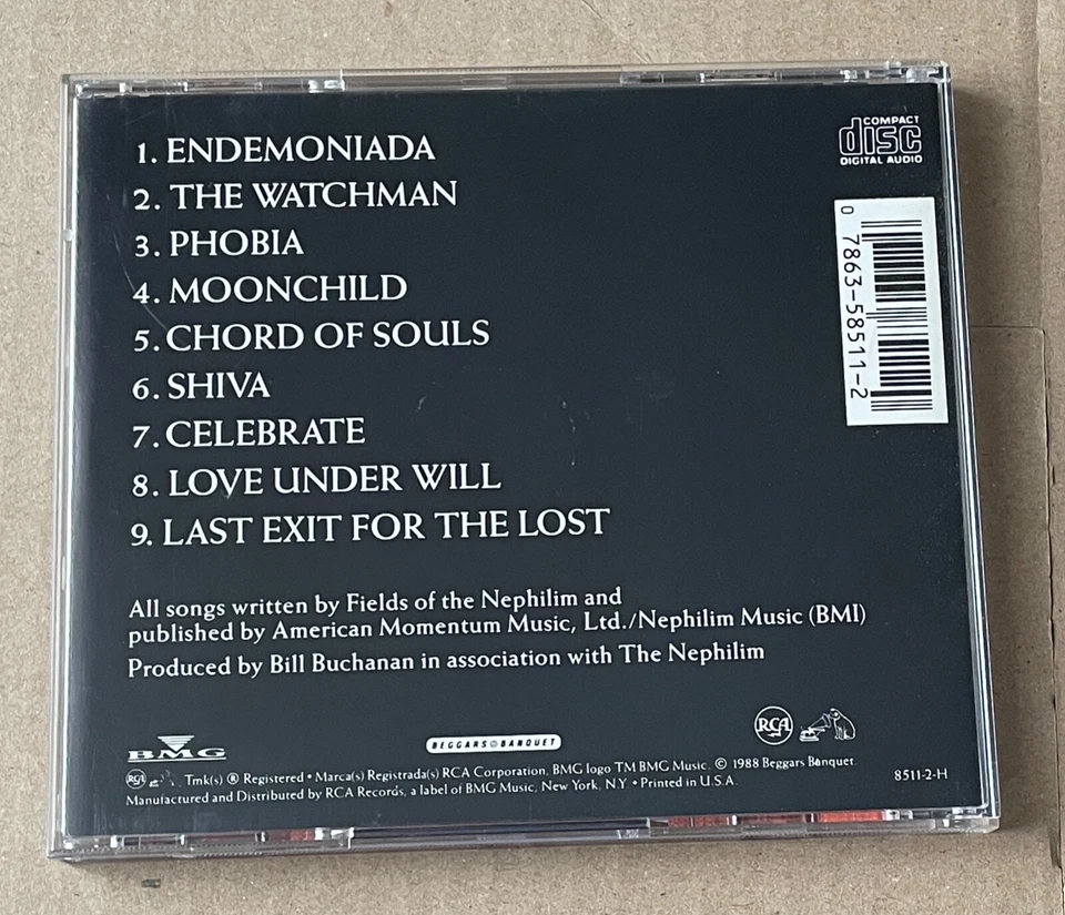 FIELDS OF THE NEPHILIM The Nephilim USA CD RCA/BEGGARS BANQUET 8511-2-H (1988) - Photo 2/2