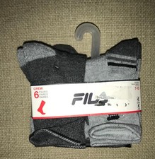 New  Little Boys 6 pr FILA "Crew" SOCKS sz SMALL  Shoe sz 7-10 NWT
