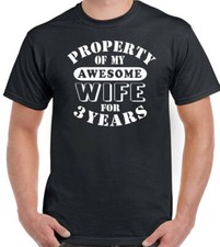 3rd Wedding Anniversary T-Shirt Mens My Awesome Wife Funny Gift 3 Year Husband