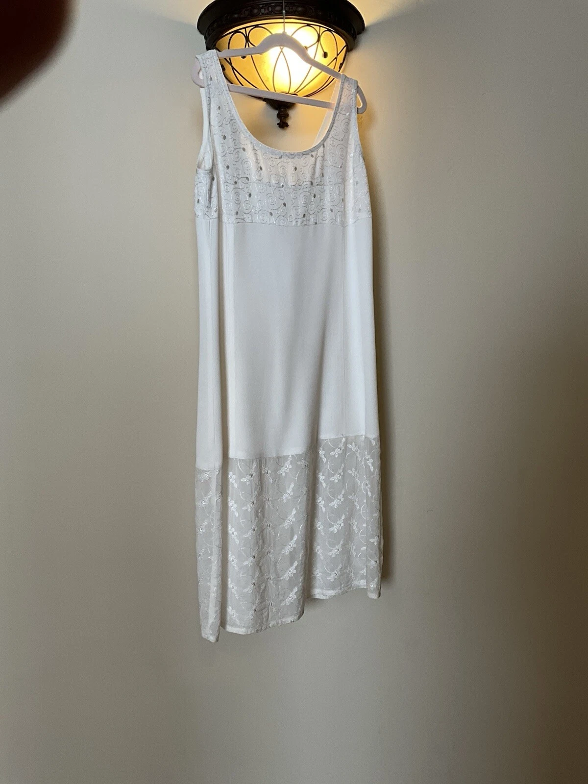 OFF WHITE Abito tubino Johnny Was vintage avorio bianco sporco crema appena sopra il ginocchio abito seta