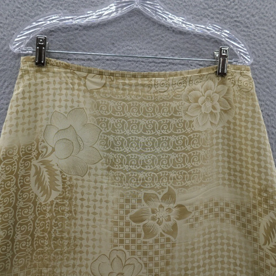 Maxi Falda Josephine Chaus Mujer Seda Estampado Floral 12 Beige Línea A Forrada Modesta Foto 2 de 4