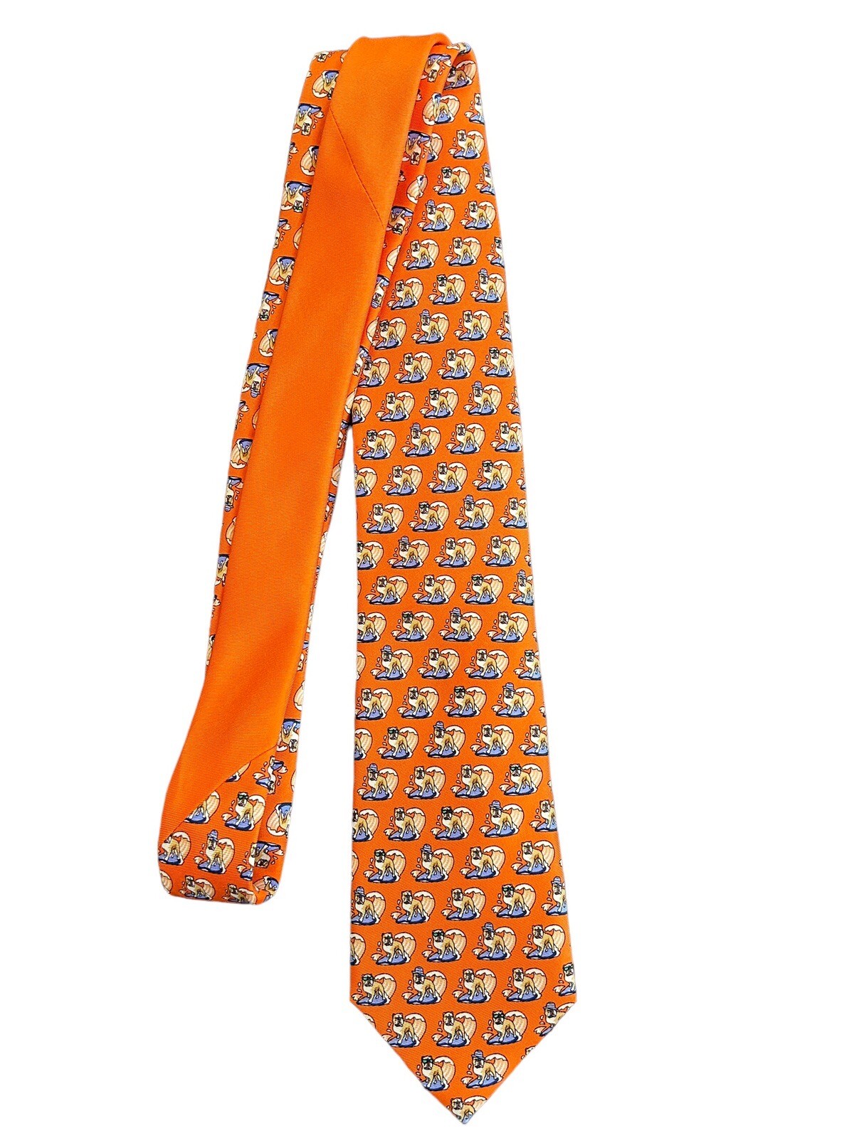 Tommy Hilfiger Men’s Orange Silk Tie Surfing Bulldogs thumbnail 2