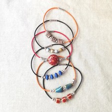 Set of 6 Leather Bracelets With a Variety of Stones and Beads - Handmade