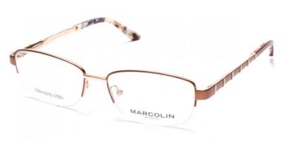 Marcolin MA5015 046 Brown Metal Semi Rim Optical Eyeglasses Frame 52-16-135 5015