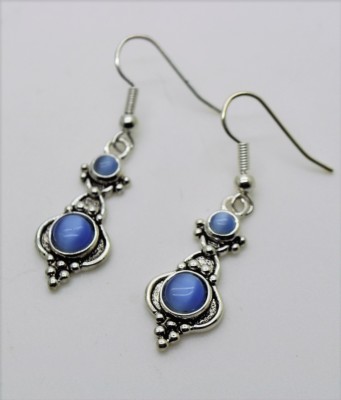 A106 Unique silver Plated blue cat eye color Dangle Fish Hook Fashion Earring