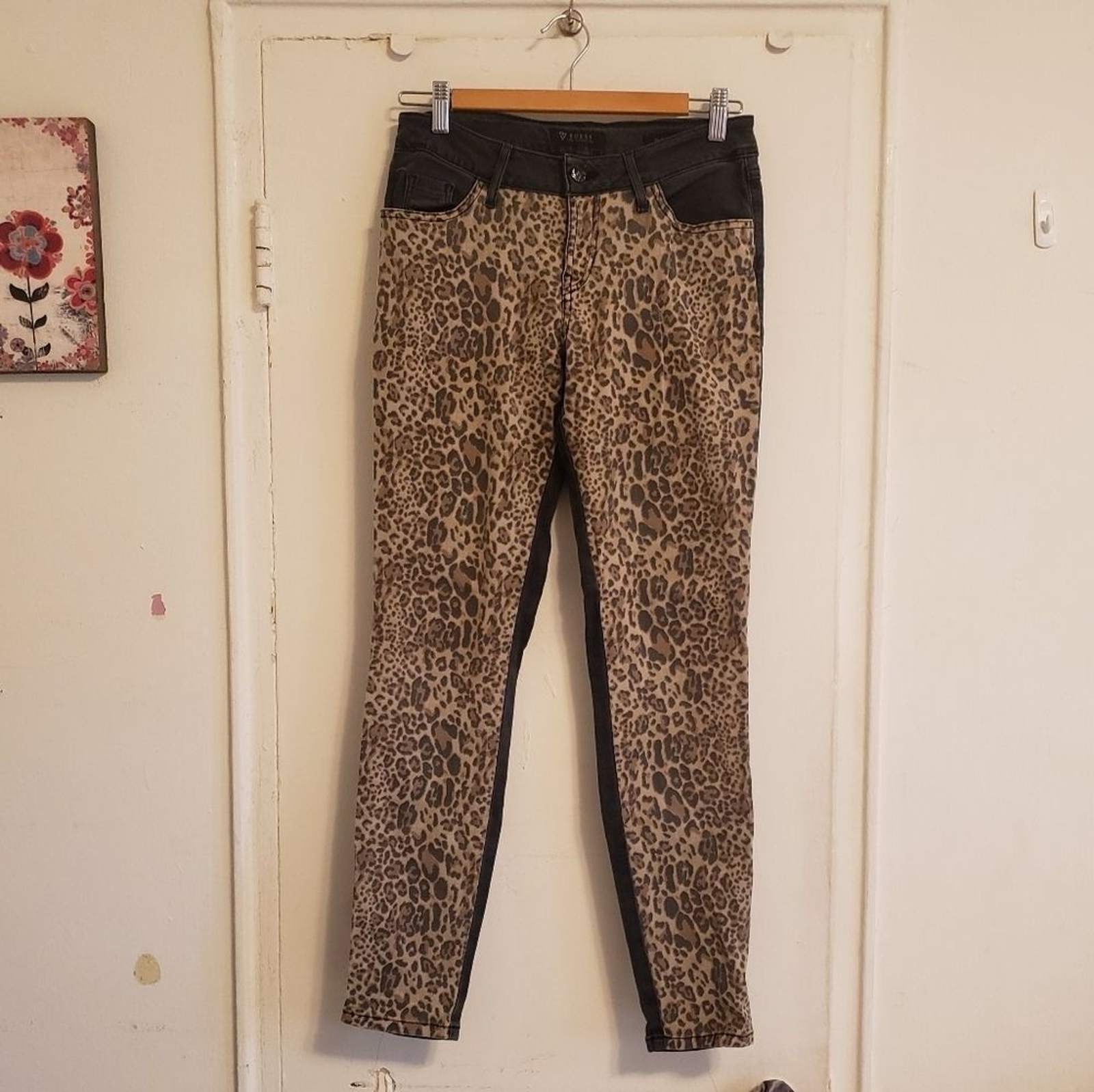 Half and half leopard print Guess jeans Brittney … - image 1