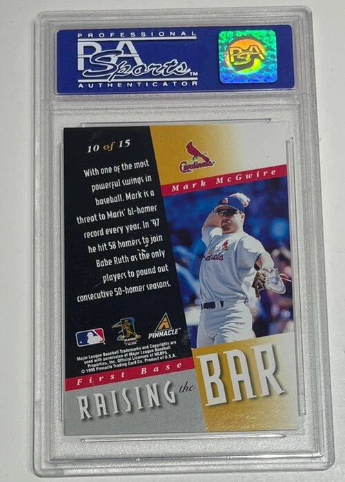 🛑1998 ZENITH MARK MCGWIRE LEVANTANDO EL LISTÓN PSA 9 St. Louis Cardinals Athletics�� Foto 2 de 2