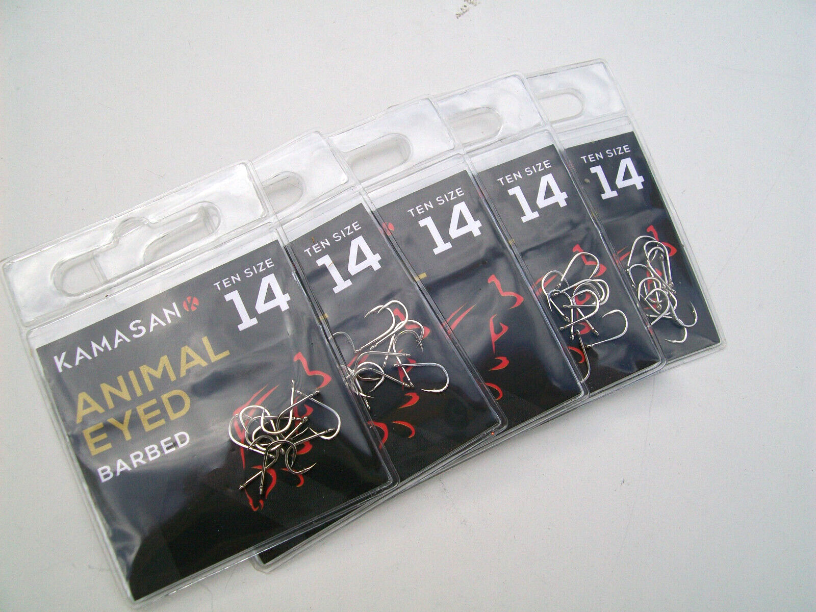 50 x Kamasan Animal Eyed Barbed Hooks. Size 14. Ideal for Big Fish & Big Baits.