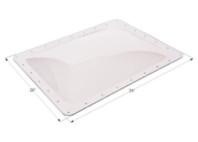 Icon 01858 RV Skylight 4'' Bubble Type Dome Rectangular 26'' x 34'' Flange Clear