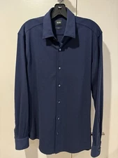 Hugo Boss Men's Ronni_F Long Sleeve Cotton Shirt in Dark Blue, M