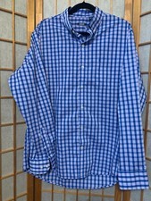IZOD Men's Button Down Blue  Purple Plaid Shirt  sz L