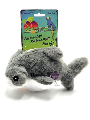 Multipet Margaritaville Fins Up Hammerhead Shark Plush Dog Toy Squeaky with Ball