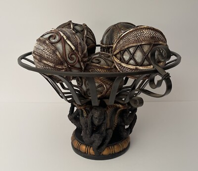 2008 Orion s Monkey Centerpiece 3 Wise Monkey. See/hear/speak No Evil & 5 Balls