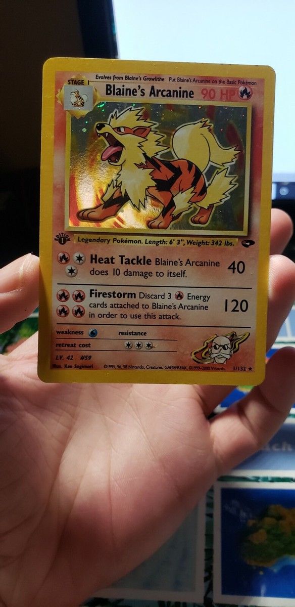 first edition arcanine pokemon card 2000 Pokemon Gym Challenge Blaine's Arcanine HOLO 1ST EDITION EX 1/132