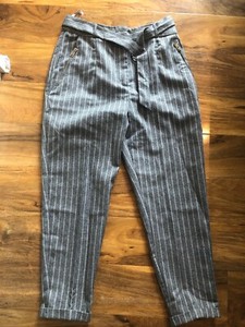 New Look Grey/blue Pinstripe Paper Bag 