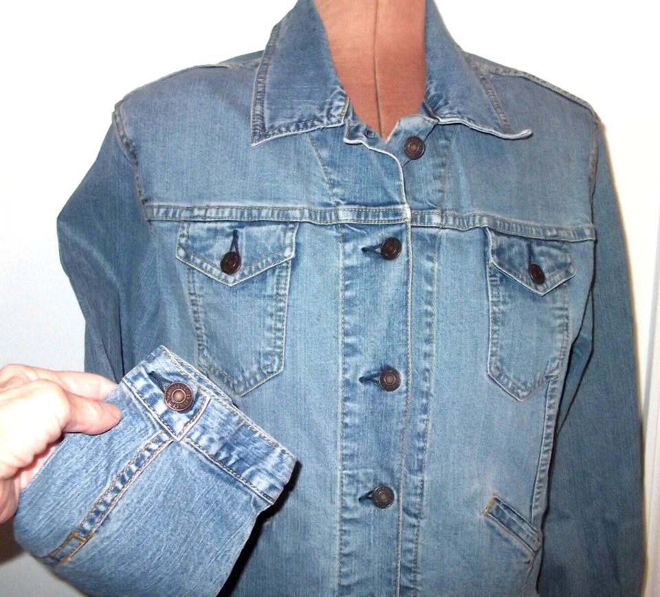 LEVI STRAUSS SIGNATURE Vaqueros Azul Denim Manga Larga MEZCLA Botón CHAQUETA/Talla L Foto 4 de 4