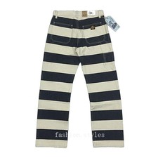BOB DONG 16oz Motorcycle Prisoner Pants For Men Biker Striped Trousers Rider New