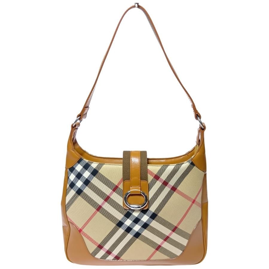 Borsa a tracolla Burberry Nova Check cammello tela pelle vintage autentica