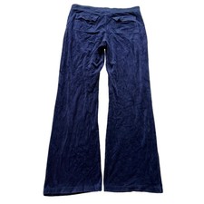 Juicy Couture Women's Navy Velour Wide Leg Flare Track Pant Pockets Y2K Size XL