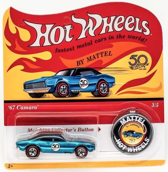 1:64 Hot Wheels 2018 Redline 50Th Anniversary 1967 Chevrolet Camaro Blue-image