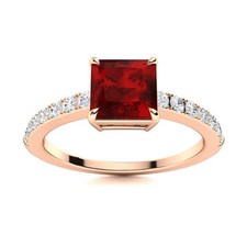 Garnet Stone New Solitaire with Accents January Ring Jewelry 925 Silver