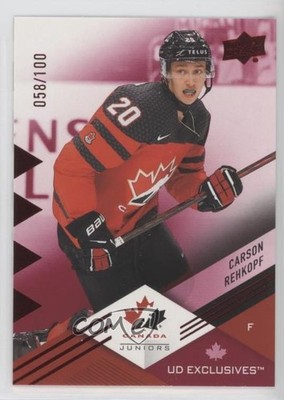 2024 Upper Deck Team Canada Juniors Exclusives 58/100 Carson Rehkopf #50 0yo8