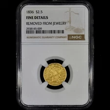 1836 $2.50 CLASSIC HEAD GOLD PIECE ✪ NGC FINE DETAILS ✪ QUARTER EAGLE 2 1/2