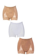 Rhonda Shear Women's 3pk Classic Pin-Up Panty Lace Beige/White/Sienna