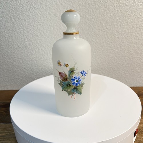 Bristol Glas Karaffe handbemalt Blumen Vintage - Bild 6 von 11