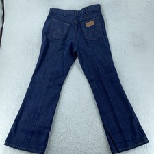 Vtg Wrangler Jeans Husky Fits 32x29 Blue Denim Bell Bottom USA Western 80s