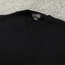 Banana Republic Sweater Mens M Black Italian Merino Wool Pullover V Neck Soft