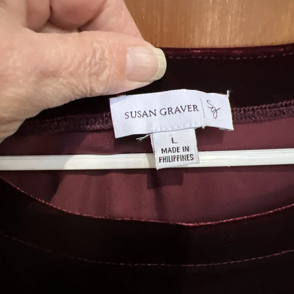 Susan Graver эластичной бархата качели платье бордовый большой 3/4 рукав праздник вечеринки - Изображение 3 из 4