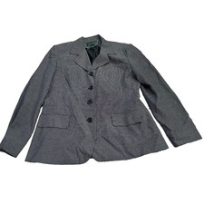 Lauren Ralph Lauren Women's Blue Lapel Notch Herringbone Blazer Jacket Size 12