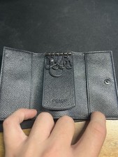 Coach Black Leather 5 Ring Key Holder Tri Fold