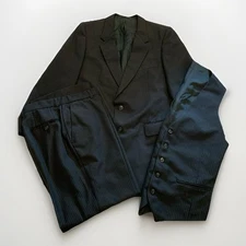 Vtg 70s Yves Saint Laurent Striped Suit Mens Old Money France Luxury Black READ