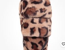 MSRP 18 Jenni Women's Plush Faux Fur Slide Boxed Slippers Beige Size Large