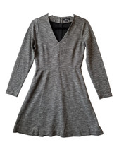 Madewell Bridgewalk Dress 4 Gray Marled Knit V Neck Long Sleeve A Line Career