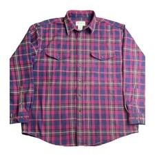 Vtg Eddie Bauer Red Plaid Shirt Men XL Flannel Long Sleeve Workwear Outdoors Y2k